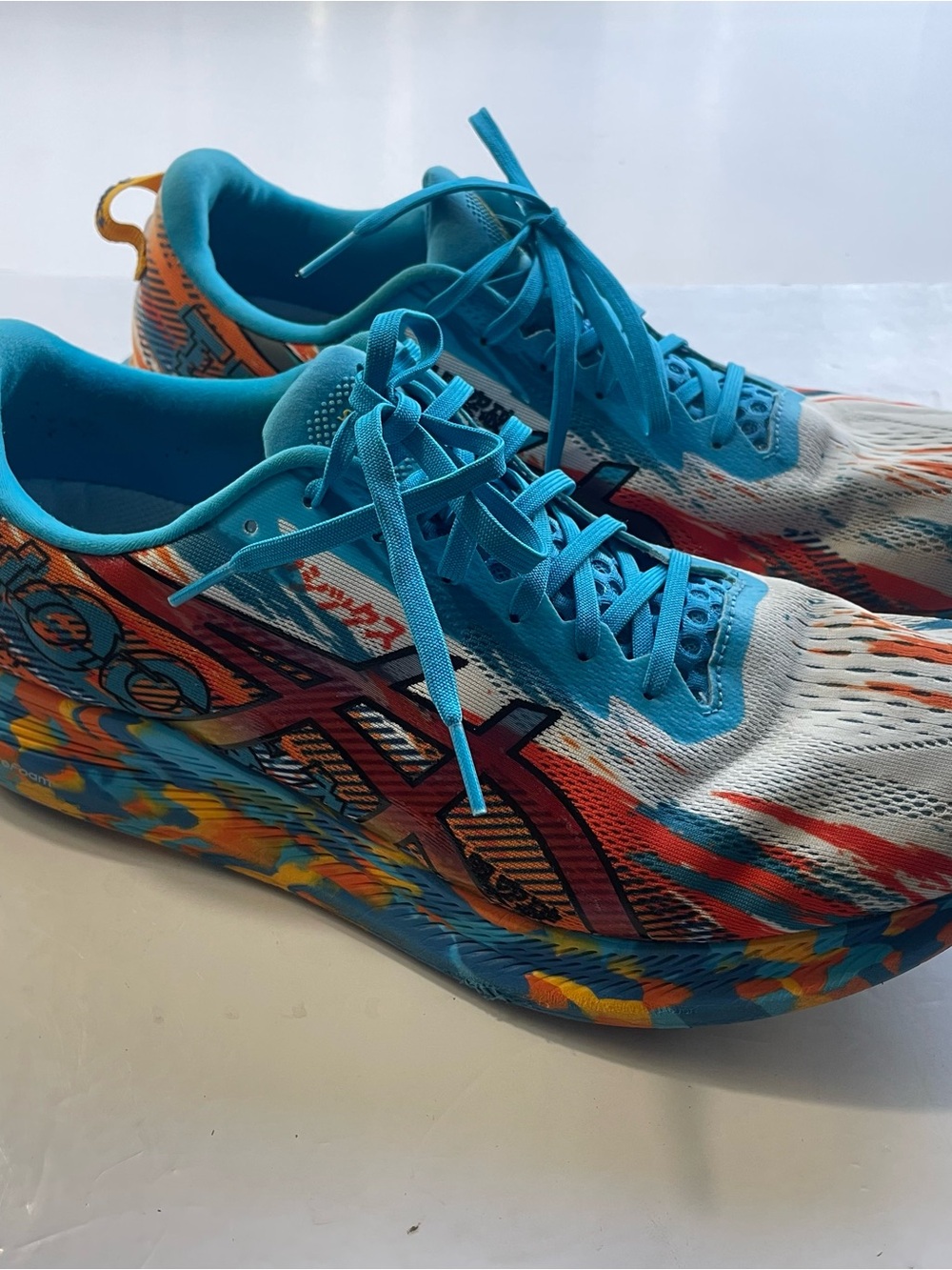 ASICS Men's Noosa Tri 13 Digital Aqua Marigold Orange Running Shoes Size 14